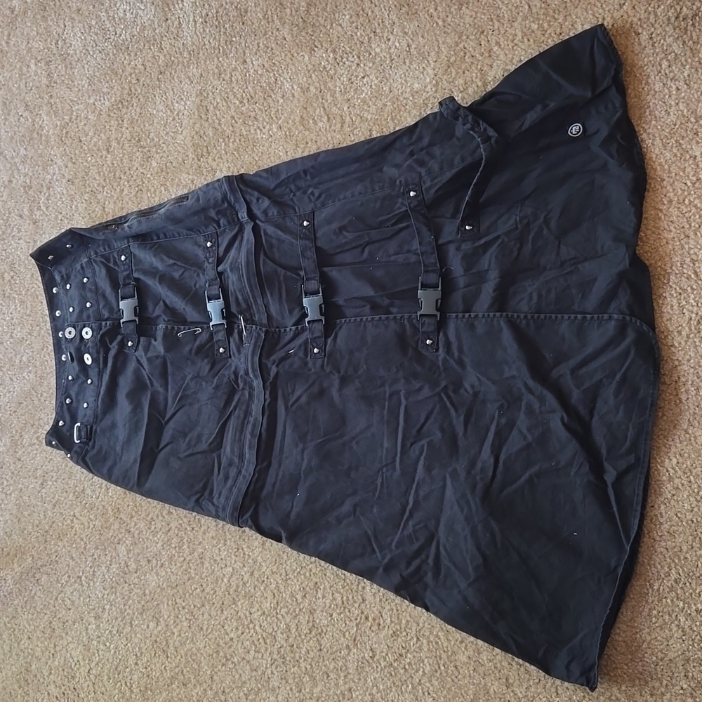 Cyber goth Illig Buckle Zip off converter Skirt XS Y2K